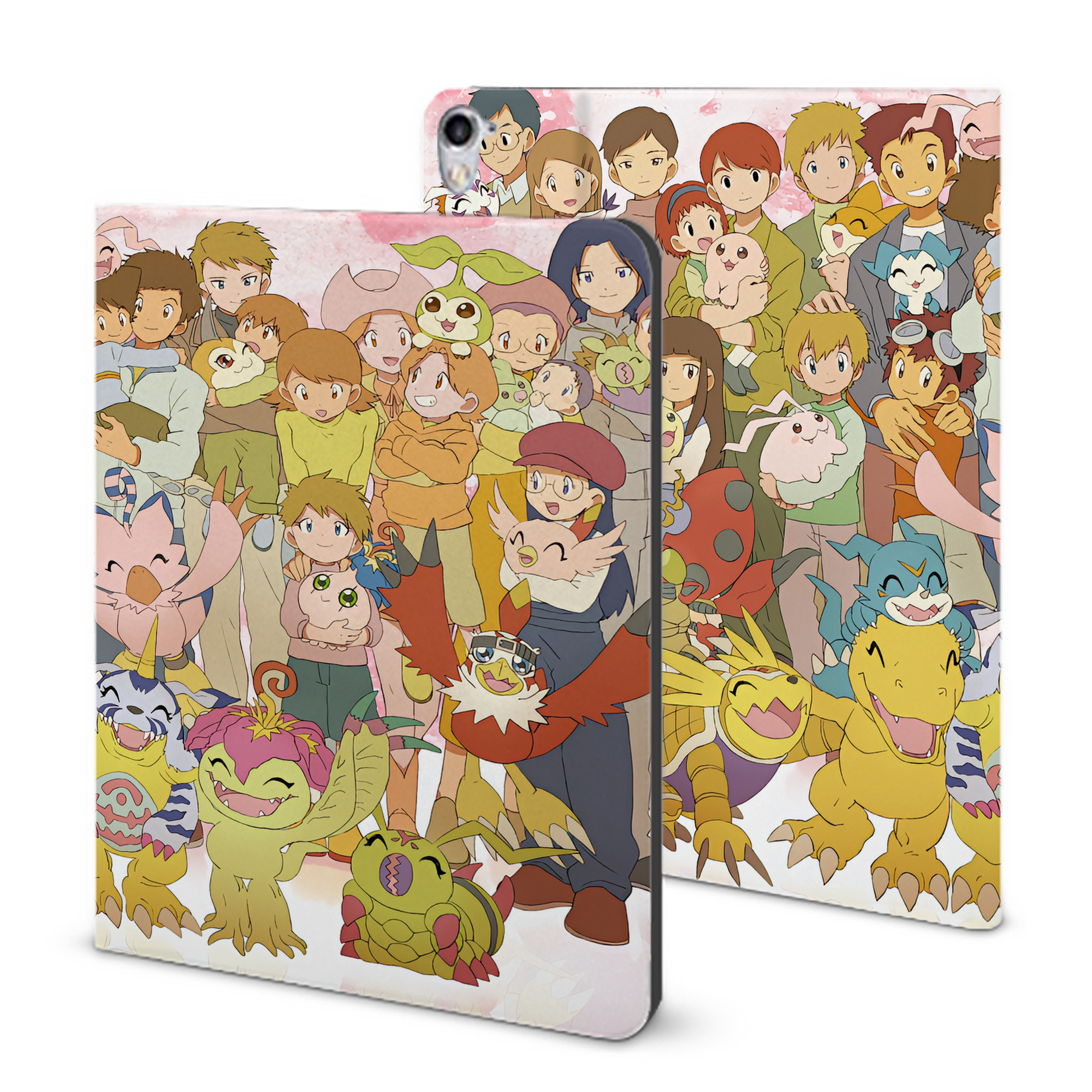 （画像用） Digimon デジタルモンスター/デジモン IPad ケース ブック型 PUレザー TPU 耐衝撃 軽量 薄型 ペン収納なし 全面保護 IPad 各モデル対応